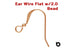 Rose Gold Filled Flat Ear Wire Hook w/2.0 Bead, (RG/305)